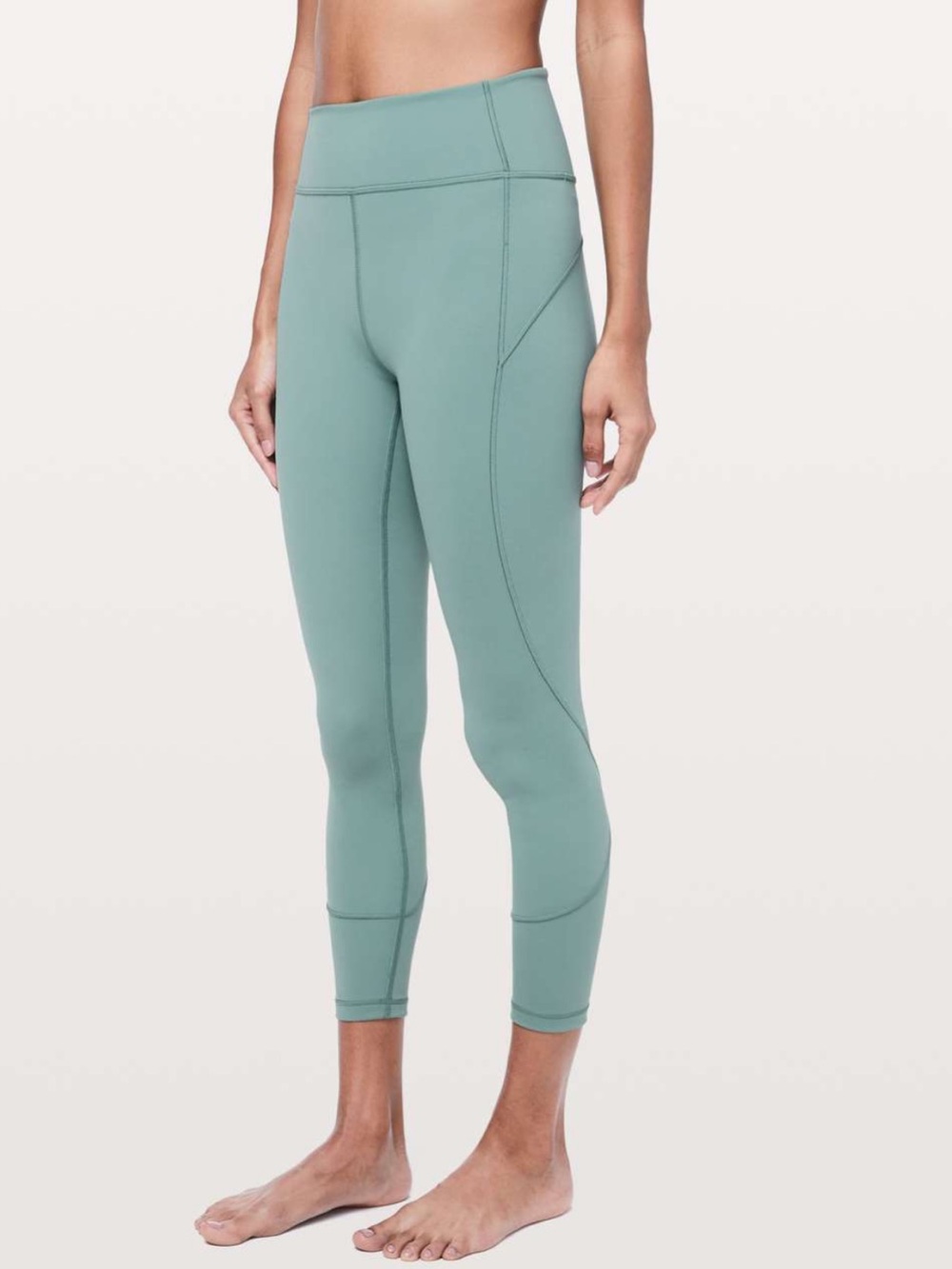 Lululemon Sz 4 In Movement 7/8 Tights *Everlux 25" Frosted Pine Green Leggings。